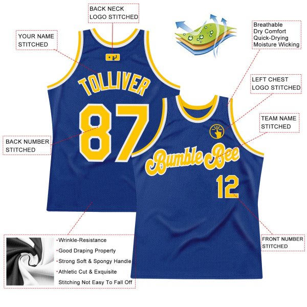 Custom Royal Gold-White Authentic Throwback Basketball Jersey