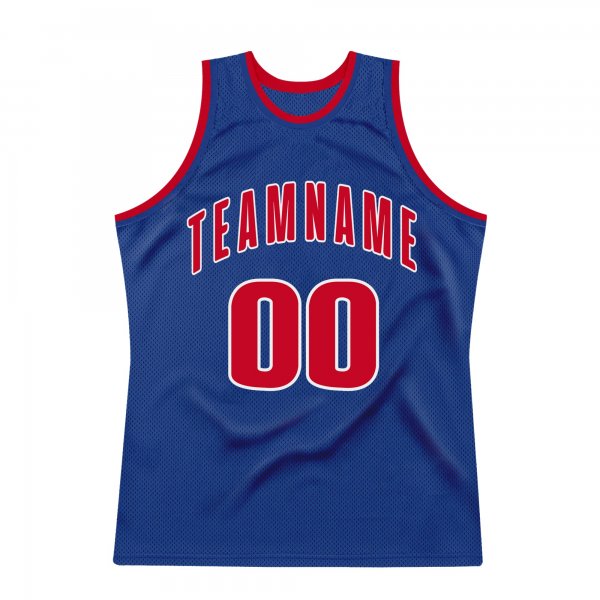 Custom Royal Red-White Authentic Throwback Basketball Jersey