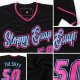 Custom Black Pink-Light Blue Authentic Baseball Jersey