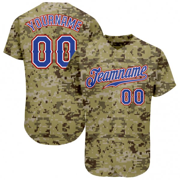 Custom Camo Royal-Red Authentic Baseball Jersey