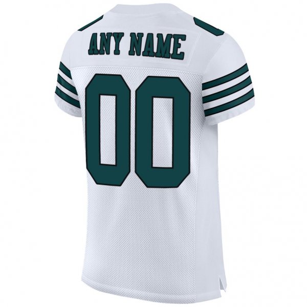 Custom White Midnight Green-Black Mesh Authentic Football Jersey