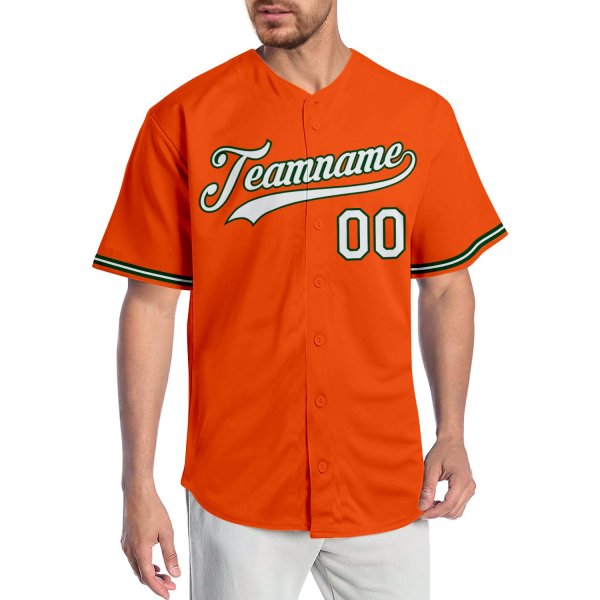 Custom Orange White-Green Authentic Baseball Jersey