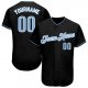 Custom Black Light Blue-White Authentic Baseball Jersey