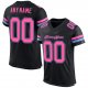 Custom Black Pink-Light Blue Mesh Authentic Football Jersey