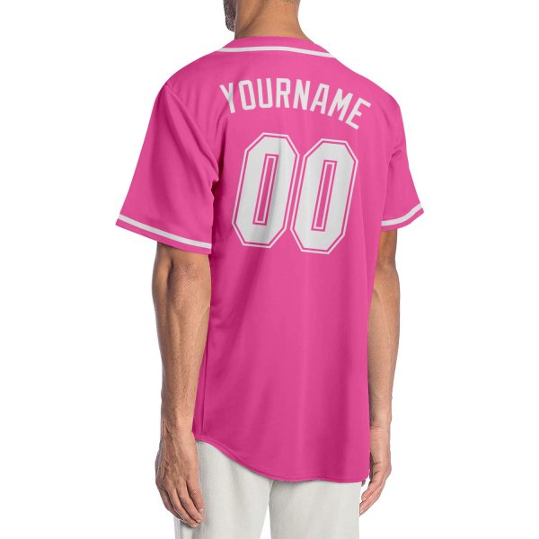 Custom Pink White Authentic Baseball Jersey