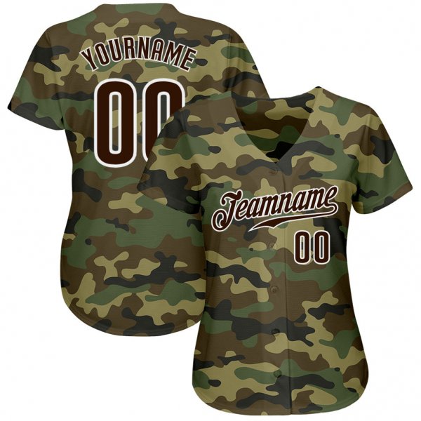 Custom Camo Brown-White Authentic Baseball Jersey