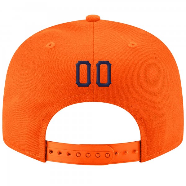 Custom Orange Navy-White Stitched Adjustable Snapback Hat