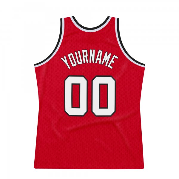 Custom Red White-Black Authentic Throwback Basketball Jersey