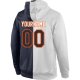 Custom Stitched White Navy-Orange Split Fashion Sports Pullover Sweatshirt Hoodie