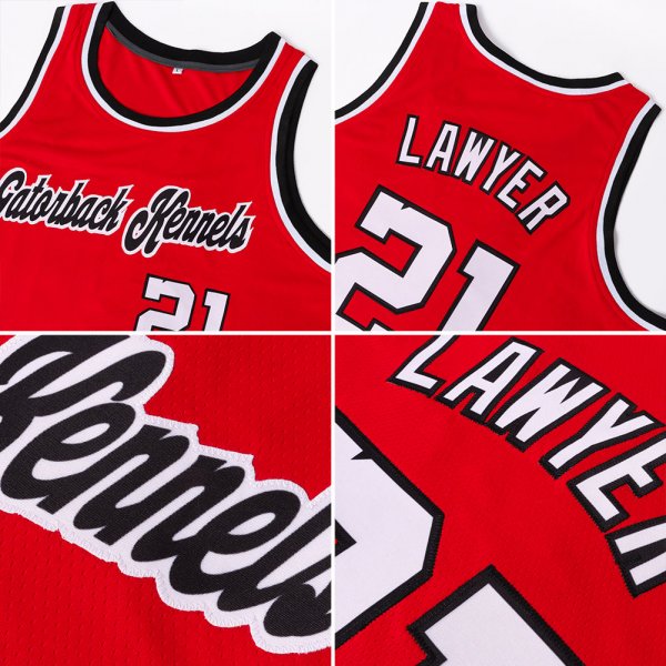 Custom Red White-Black Authentic Throwback Basketball Jersey