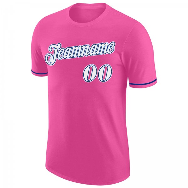 Custom Pink White-Royal Performance T-Shirt