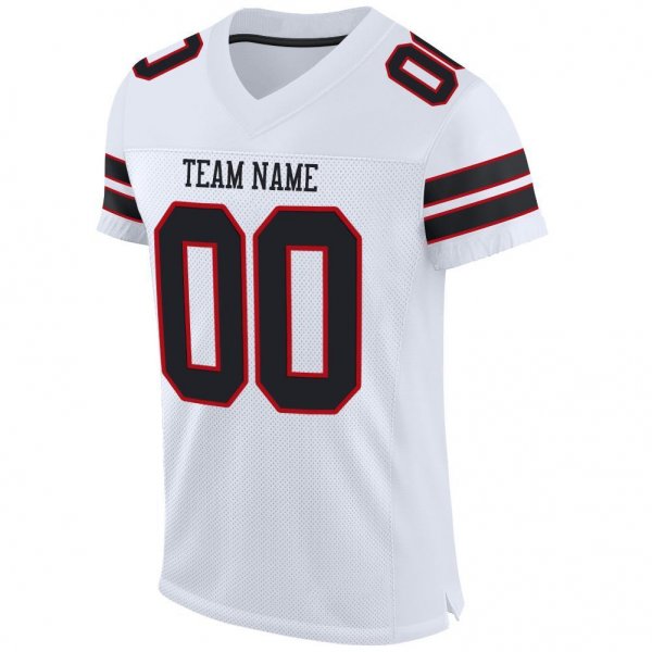 Custom White Black-Red Mesh Authentic Football Jersey