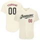 Custom Cream Black-Crimson Authentic Baseball Jersey