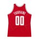 Custom Red White-Silver Gray Authentic Throwback Basketball Jersey