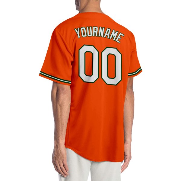 Custom Orange White-Green Authentic Baseball Jersey